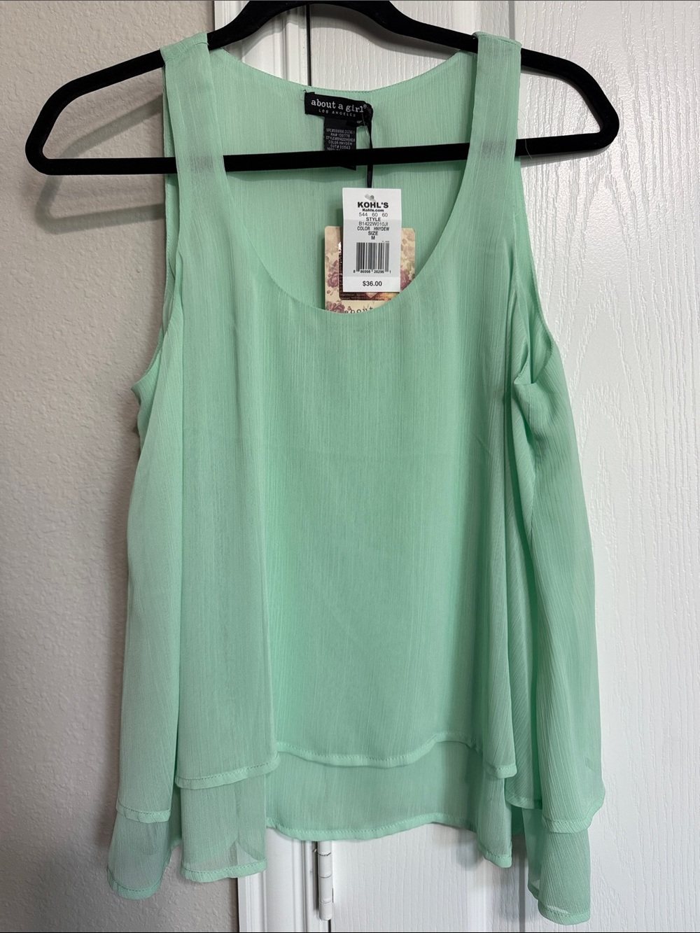 About A Girl Mint Green Layered Chiffon Tank Top